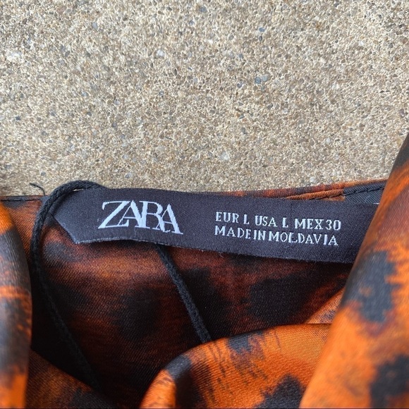 Zara Animal Print Satin Slip Top Dress New - Picture 2 of 5